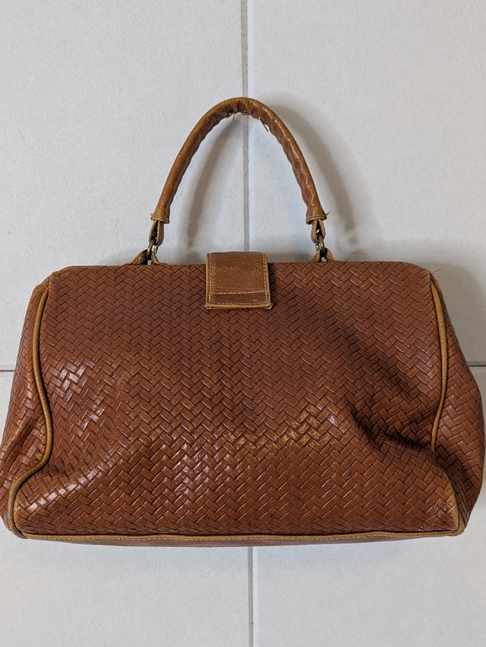 Vintage 80s Capezio woven embossed leather doctor bag satchel - Picture 4 of 9
